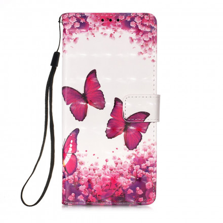 Xiaomi Poco X3 Tasche Rote Schmetterlinge