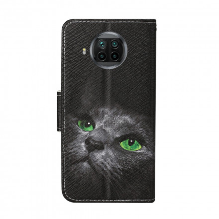 Xiaomi Mi 10T Lite 5G / Redmi Note 9 Pro 5G Hülle Grünäugige Katze mit Lanyard