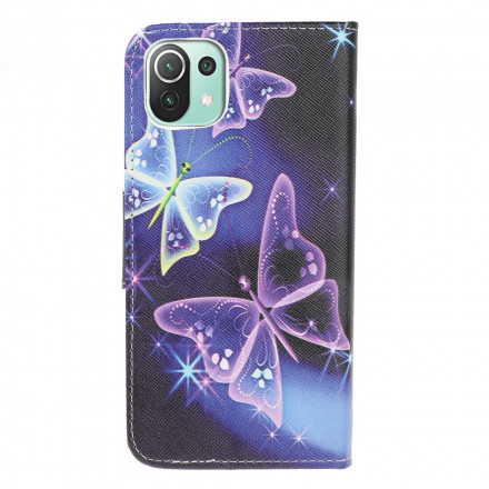 Xiaomi Mi 11 Lite / Lite 5G Tasche Neon Schmetterlinge