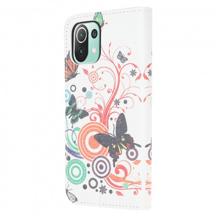 Xiaomi Mi 11 Lite / Lite 5G Hülle Schmetterlinge und Blumen