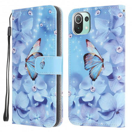 Xiaomi Mi 11 Lite / Lite 5G Diamond Butterflies Strap Tasche