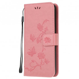 Hülle Samsung Galaxy XCover 5 Schmetterlinge Und Blumen Mit Riemen