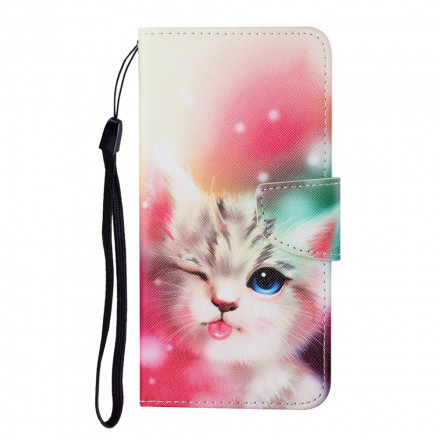 Tasche Oppo A15 Katzengeschichten mit Lanyard