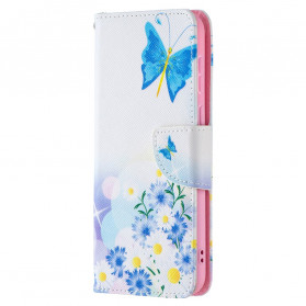 Huawei P50 Hülle Gemalte Schmetterlinge und Blumen