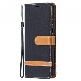 Huawei P50 Stoff- und Lederoptik-Tasche mit Trageriemen