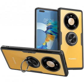 Huawei Mate 40 Pro Cover Transparent Ring und Carbon