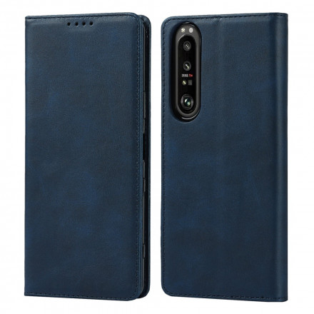 Flip Cover Sony Xperia 1 III Klassisches Echtleder