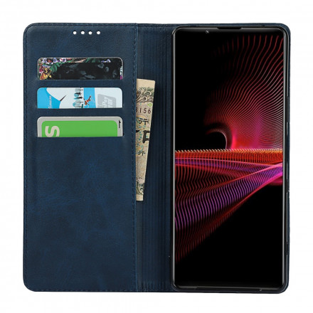 Flip Cover Sony Xperia 1 III Klassisches Echtleder