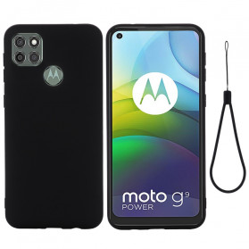 Moto G9 Power Liquid Silicone Cover mit Lanyard
