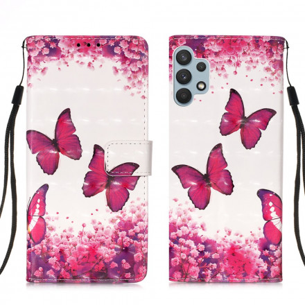 Samsung Galaxy A32 4G Hülle Rote Schmetterlinge