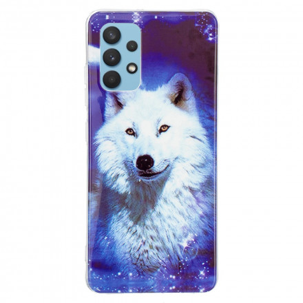 Samsung Galaxy A32 4G Series Wolf Cover Fluoreszierend