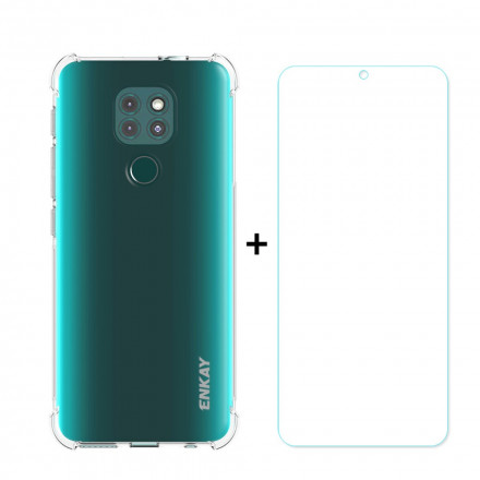 Moto G9 Play Cover Combo Cover und gehärtetes Glas ENKAY