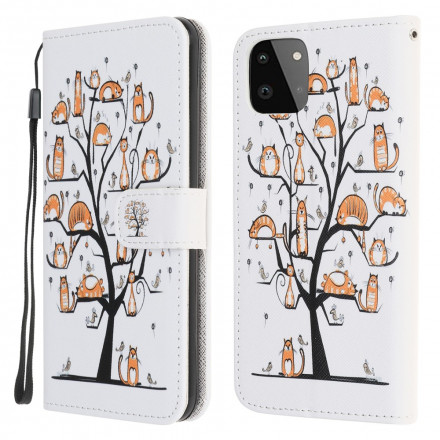 Samsung Galaxy A22 5G Funky Cats Tasche mit Trageriemen