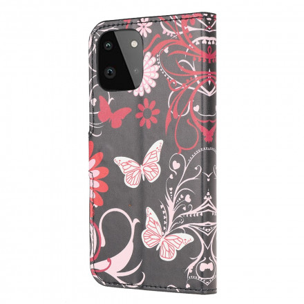 Hülle Samsung Galaxy A22 5G Schmetterlinge und Blumen