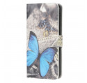 Samsung Galaxy A22 5G Schmetterling Prestige Tasche Blau