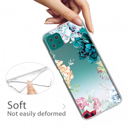 Samsung Galaxy A22 5G Cover Transparent Aquarell Blumen