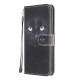 Samsung Galaxy A22 4G Katzenaugen Tasche Schwarz mit Lanyard