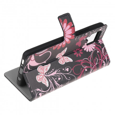 Hülle Samsung Galaxy A22 4G Schmetterlinge und Blumen