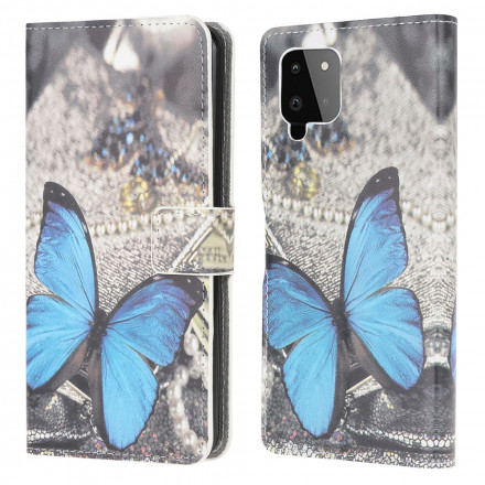 Samsung Galaxy A22 4G Schmetterling Prestige Tasche Blau