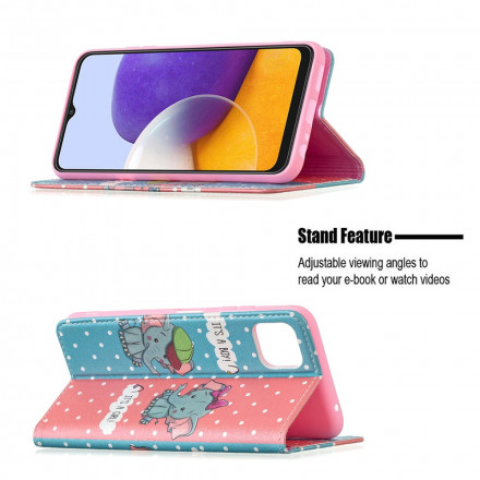 Flip Cover Samsung Galaxy A22 5G Baby Elefanten