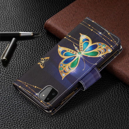 Hülle Samsung Galaxy A22 5G Reißverschlusstasche Schmetterlinge Art