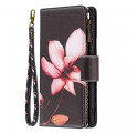 Samsung Galaxy A22 5G Tasche mit Reißverschluss Blume
