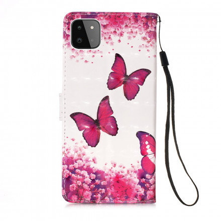 Hülle Samsung Galaxy A22 5G Rote Schmetterlinge