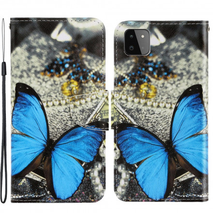 Hülle Samsung Galaxy A22 5G Variationen Schmetterlinge mit Riemen