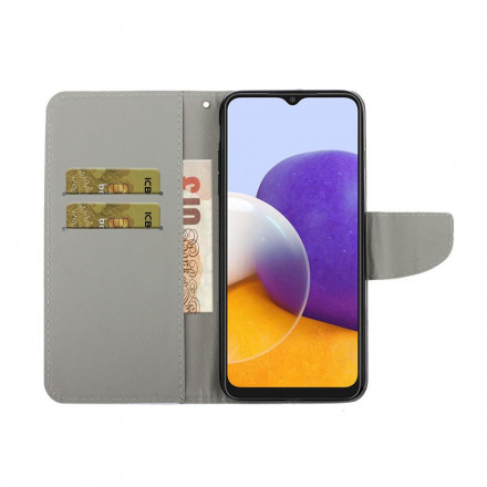 Hülle Samsung Galaxy A22 5G Variationen Schmetterlinge mit Riemen