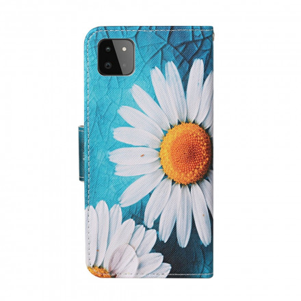 Samsung Galaxy A22 5G Magistralblumen Tasche mit Lanyard