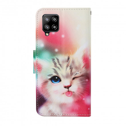 Samsung Galaxy A22 4G Cutie Cat Tasche mit Lanyard