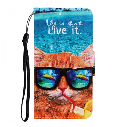 Samsung Galaxy A22 4G Cat Live It Tasche mit Riemen