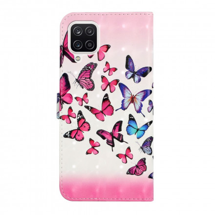 Hülle Samsung Galaxy A22 4G Schmetterlingsflug mit Riemen