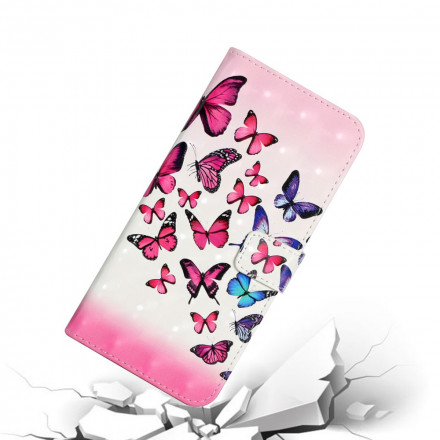 Hülle Samsung Galaxy A22 4G Schmetterlingsflug mit Riemen