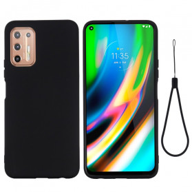 Moto G9 Plus Cover Design Liquid Silicone mit Lanyard