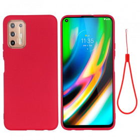 Moto G9 Plus Cover Design Liquid Silicone mit Lanyard