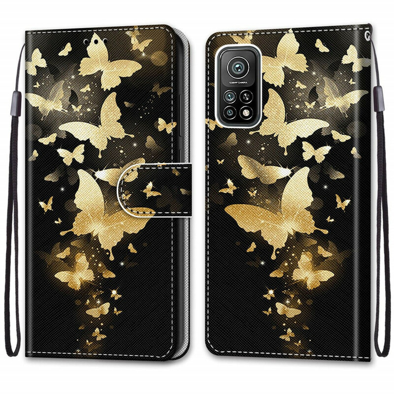 Xiaomi Mi 10T / 10T Pro Tasche Goldene Schmetterlinge