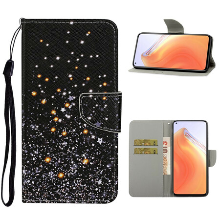 Xiaomi Mi 10T / 10T Pro Tasche Sterne und Glitter mit Lanyard
