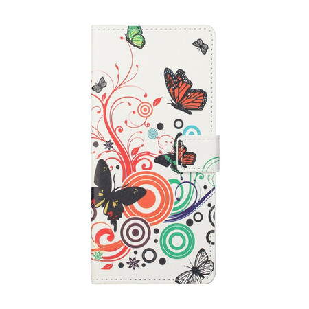 Samsung Galaxy S21 FE Hülle Schmetterlinge und Blumen