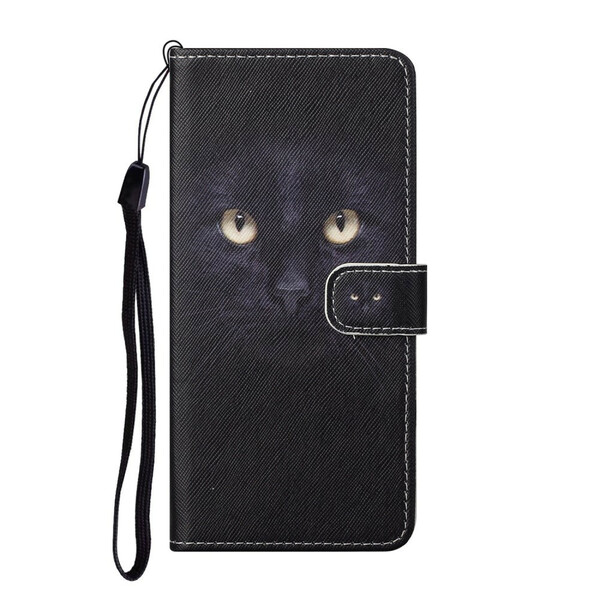 Samsung Galaxy S21 FE Katzenaugen Tasche Schwarz mit Lanyard