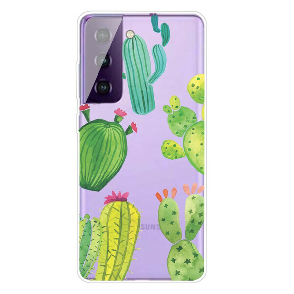 Samsung Galaxy S21 FE Cactus Aquarell Cover