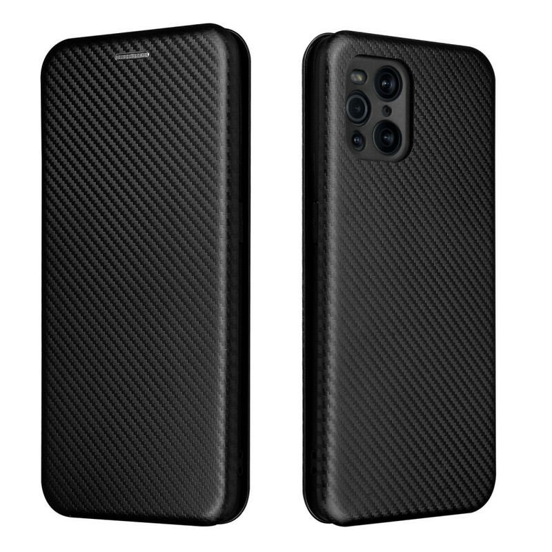 Flip Cover Oppo Find X3 / X3 Pro Silikon Carbon Farbig