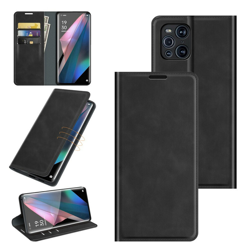 Flip Cover Oppo Find X3 / X3 Pro Weiche Lederoptik