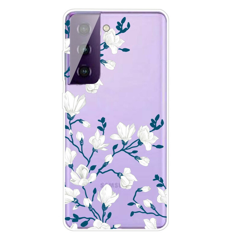 Samsung Galaxy S21 FE Hülle Weiße Blumen