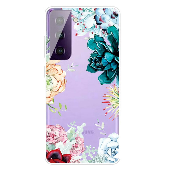 Samsung Galaxy S21 FE Hülle Aquarell Blumen