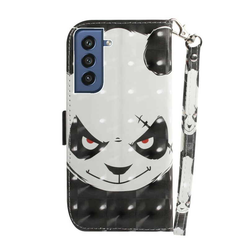 Samsung Galaxy S21 FE Angry Panda Tasche mit Riemen
