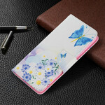 Samsung Galaxy S21 FE Hülle Gemalte Schmetterlinge und Blumen
