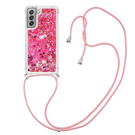 Samsung Galaxy S21 FE Cover Glitter und Kordel