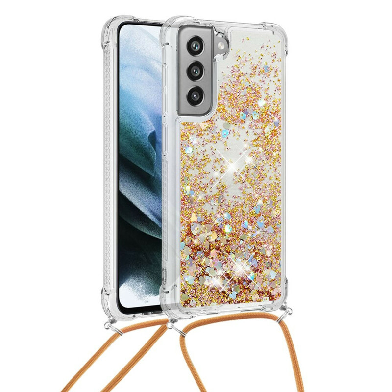 Samsung Galaxy S21 FE Cover Glitter und Kordel