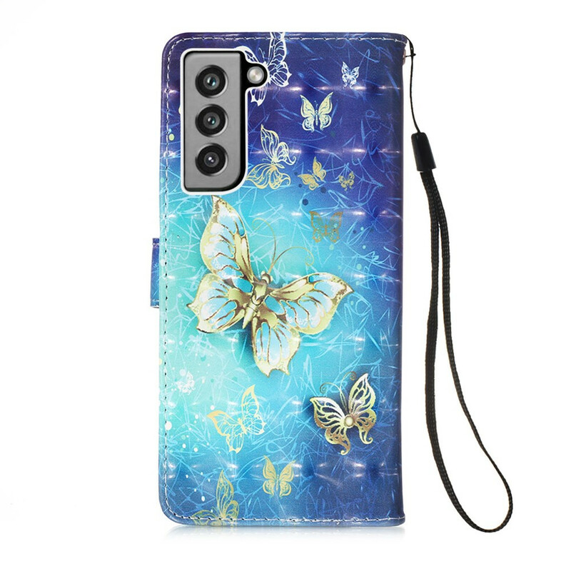 Samsung Galaxy S21 FE Hülle Goldene Schmetterlinge